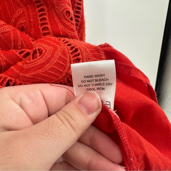 Anthropologie Tularosa Chetna Lace Tunic Dress Red Embroidered Mini Size Medium - Picture 6 of 7